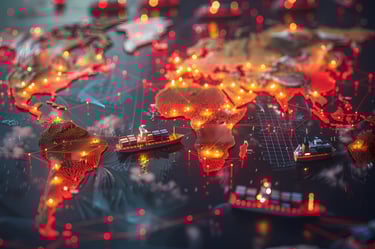 Ai Generated Image showcasing Global Supply Chain Network. Verkora. 