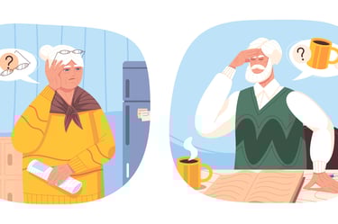 Two old people in the state of forgetfulness