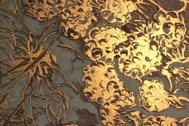 Linocut block detail: Backwards through a hedge
