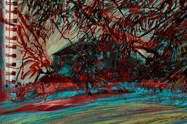 Dumfries House through the trees study - digital collage