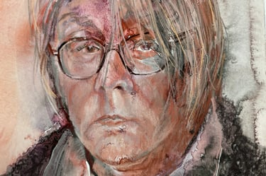 Self portrait - digital drawing over watercolour