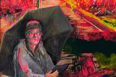 Self portrait - charcoal with en plein air Dumfries House drawing