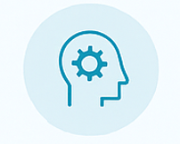 a person with a gearwheel in a head and a gearwheel