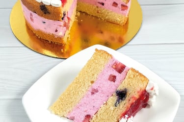 a cake with a slice taken out of it