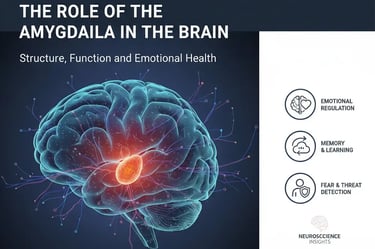 Illustration of the amygdala in the human brain showing its role in emotional processing