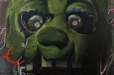 SpringTrap Fnaf fanart. Original Mixedmedia artwork by the artist Angelina Nazarenko. Young artist. ArtNess.