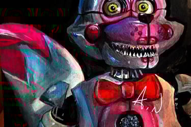 Fnaf fanart Fun Time Foxy. Original artwork by the artist Angelina Nazarenko.