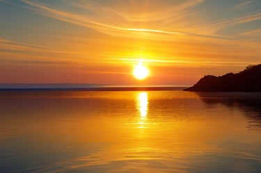 a sunset over the ocean