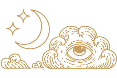 cloud with eye and a crescent moon
