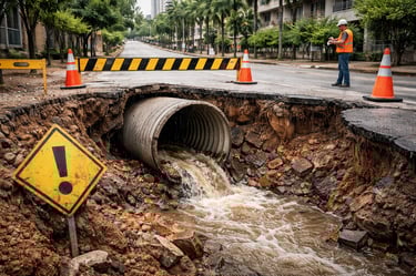 Bueiro tubular em via urbana