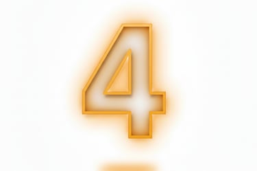 A glowing orange number four in a 3D outline style on a white background.