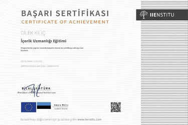 içerik uzmanlığı sertifika dilek kılıç bausem