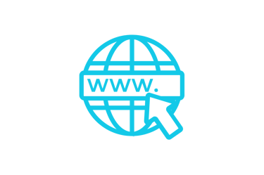 Blue internet globe icon with a www address bar and cursor for web browsing.