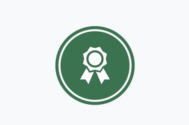 a green badge with a ribbon around it