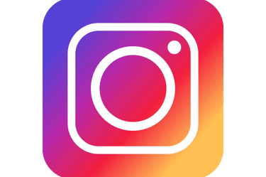Official Instagram app logo with a white camera outline on a vibrant purple, pink, and orange gradient background.