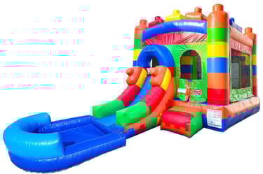 Building Block Combo with Slide, Basketball Hoop and Pool or Ball Pit. Bookings 832-216-8423