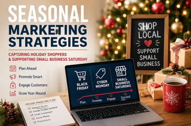 Seasonal marketing strategies for small businesses featuring Black Friday, Cyber Monday and Small Bu