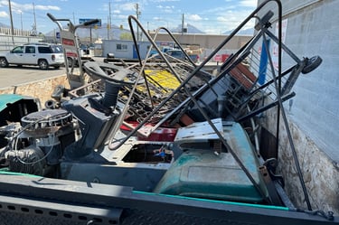 Metal junk in a trailer
