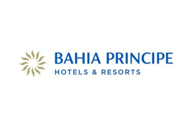 Official Bahia Principe Hotels and Resorts logo featuring a gold sun icon on a black background.