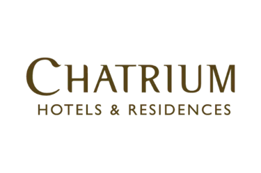 Gold Chatrium Hotels & Residences brand logo on a solid black background.
