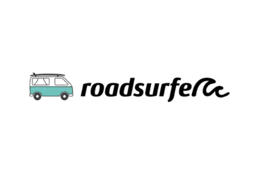 Minimalist turquoise camper van illustration for Roadsurfer campervan rentals and road trips.