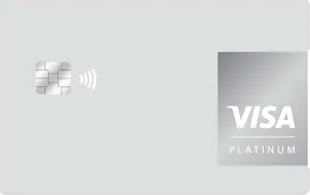 A minimalist silver Visa Platinum credit card featuring a contactless payment chip and logo.