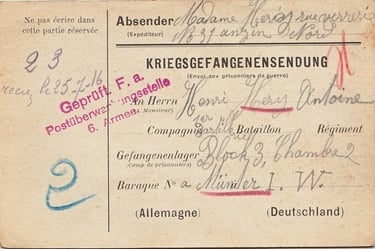 Kriegsgefangenensendung Geprüft F.a. Postüberwachungstelle 6. Armee