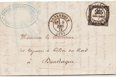 1875: Portobrief von und nach DUNKERQUE bis zu 10 g.