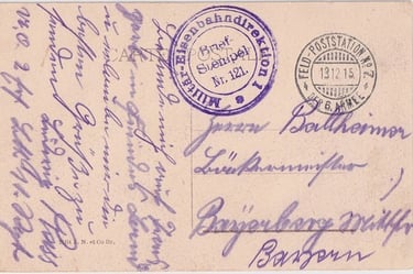 Card of a soldier of the 11th Bavarian Infantry Regiment being transferred. 
