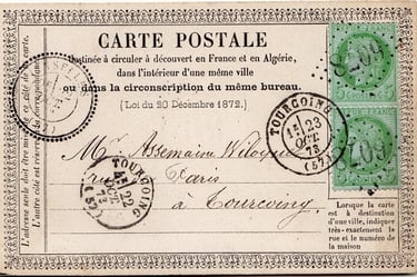 1873: De LINSELLES pour TOURCOING.  Carte affranchie à 10 c