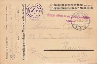 Kriegsgefangenensendung Geprüft F.a. Postüberwachungstelle Armee