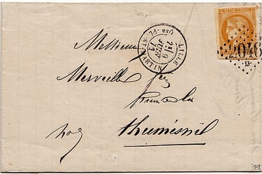 Letters mailed in the branch post offices to rural communes in the rural district of a head post