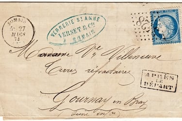 1874: Letter posted at the SOMAIN office after the 5th and last collection.