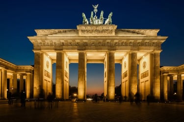 a large building with a statue on top of it