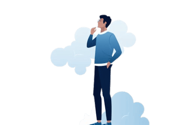 a man standing in front of a cloud