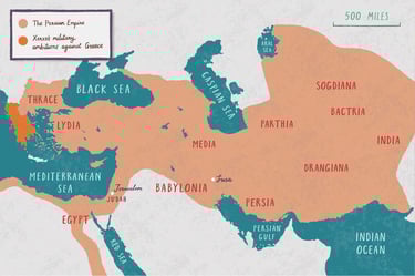 An illustrated map of the middle east