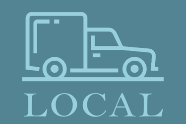 a icon of a delivery truck with the word local below