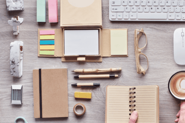 different stationery supplies