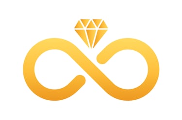 Coralyn Jewels logo, a horizontal figure 8 also resembling unity symbol with a diamond jewel above