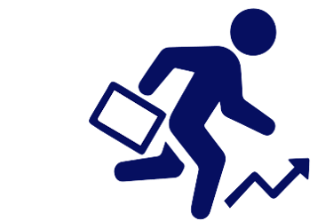 a stick figure silhouette running with a brief case