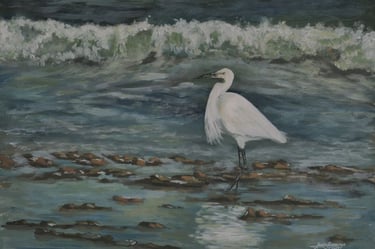 Garceta de pesca. Acrilico 30x40cm