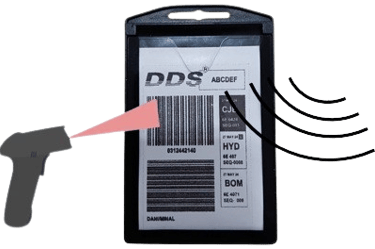electronic bag tag is scanned by Bar code as well as RFID reader