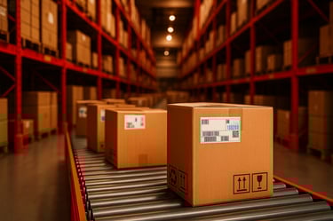 Etiquetas Industriales para productos en cadenas o en Banda automatizada para logística o comercializadora