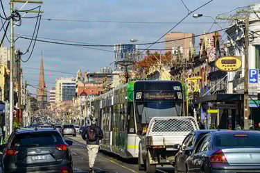 Tram 11 on Brunswick Street in Fitzroy, Melbourne
