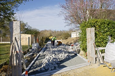 Chantier à Fondettes pose de granit