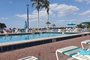 Pool and fishing pier at palm Bay Club siesta key