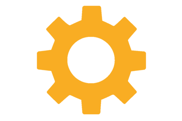 a yellow gearwheel with a black background
