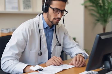 a man riding a skateboard down a street next to tall buildings