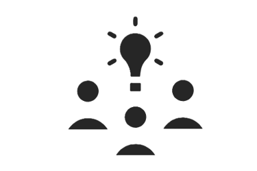 a light bulb with 3 people