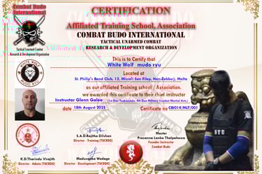 a certificate certificate for a combat school
